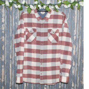 Vans Off The Wall Mens M Red Plaid Shirt Button Up Long Sleeve Cotton MINT